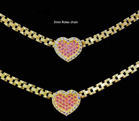 rolex chain pendent cheap|rolex chain with heart pendant.